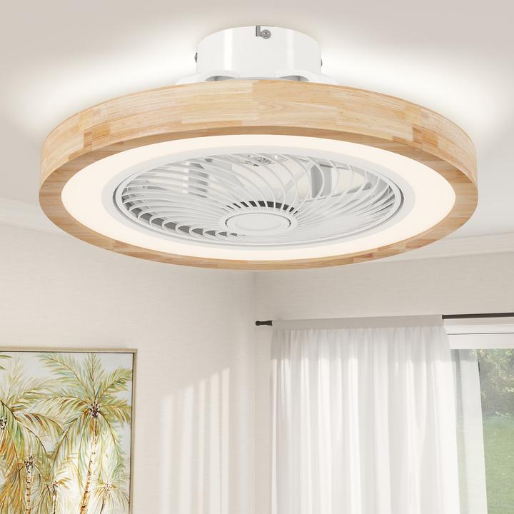 Produktbild Homcom Deckenventilator mit Beleuchtung Eichenholz Naturholz (50 dB)