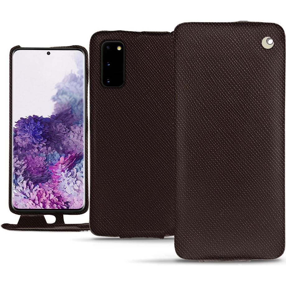 Noreve Lederschutzhülle vertikal (Samsung Galaxy S20), Smartphone Hülle, Braun