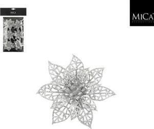 edelman Clip Poinsettia Silber 6 Stück - H1Xd8Cm (6-teilig)