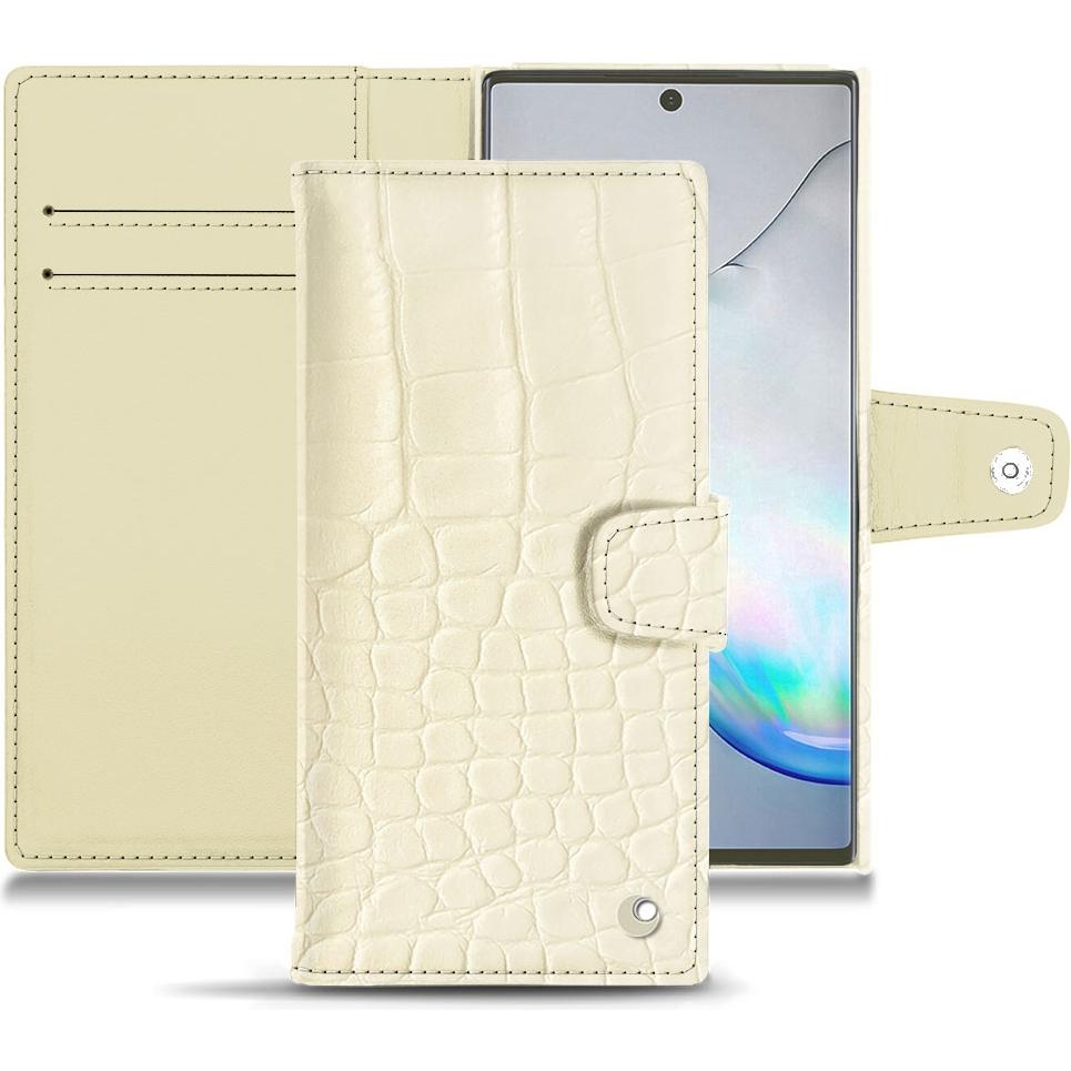 Noreve Lederschutzhülle Wallet (Samsung Galaxy Note 10), Smartphone Hülle, Weiss