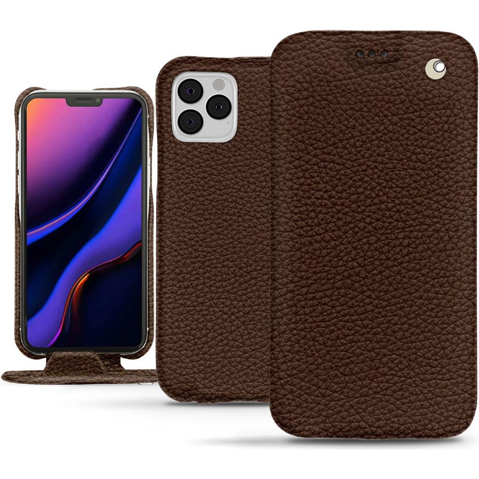 Noreve Lederschutzhülle vertikal (Apple iPhone 11 Pro), Smartphone Hülle, Braun