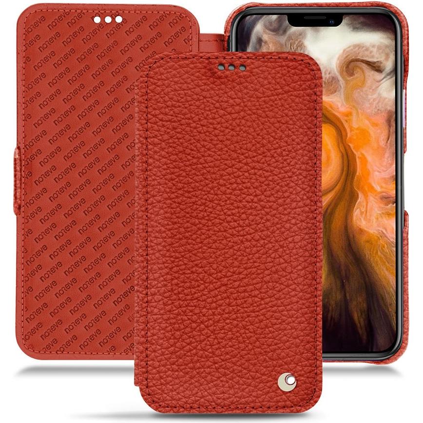 Noreve Lederschutzhülle horizontal (Apple iPhone 11 Pro Max), Smartphone Hülle, Orange