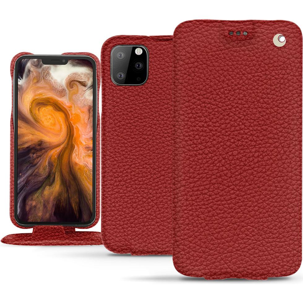 Noreve Lederschutzhülle vertikal (Apple iPhone 11 Pro Max), Smartphone Hülle, Rot