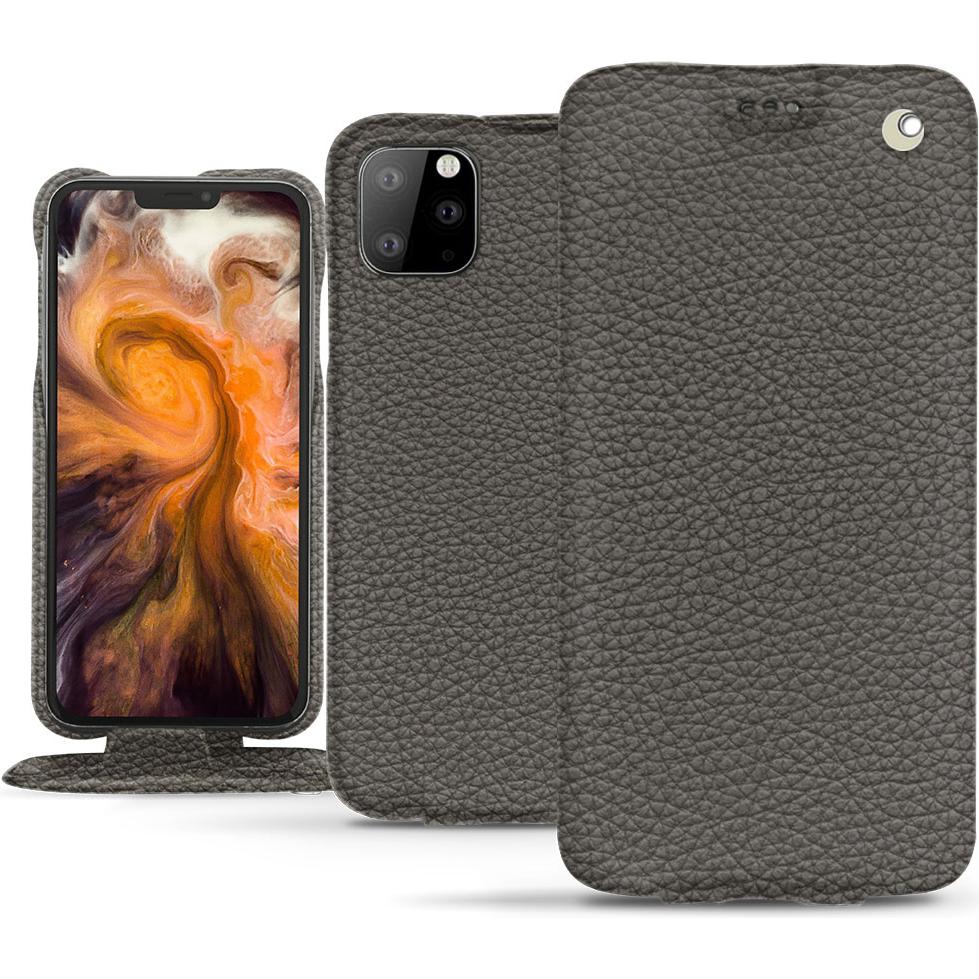 Noreve Lederschutzhülle vertikal (Apple iPhone 11 Pro Max), Smartphone Hülle, Grau