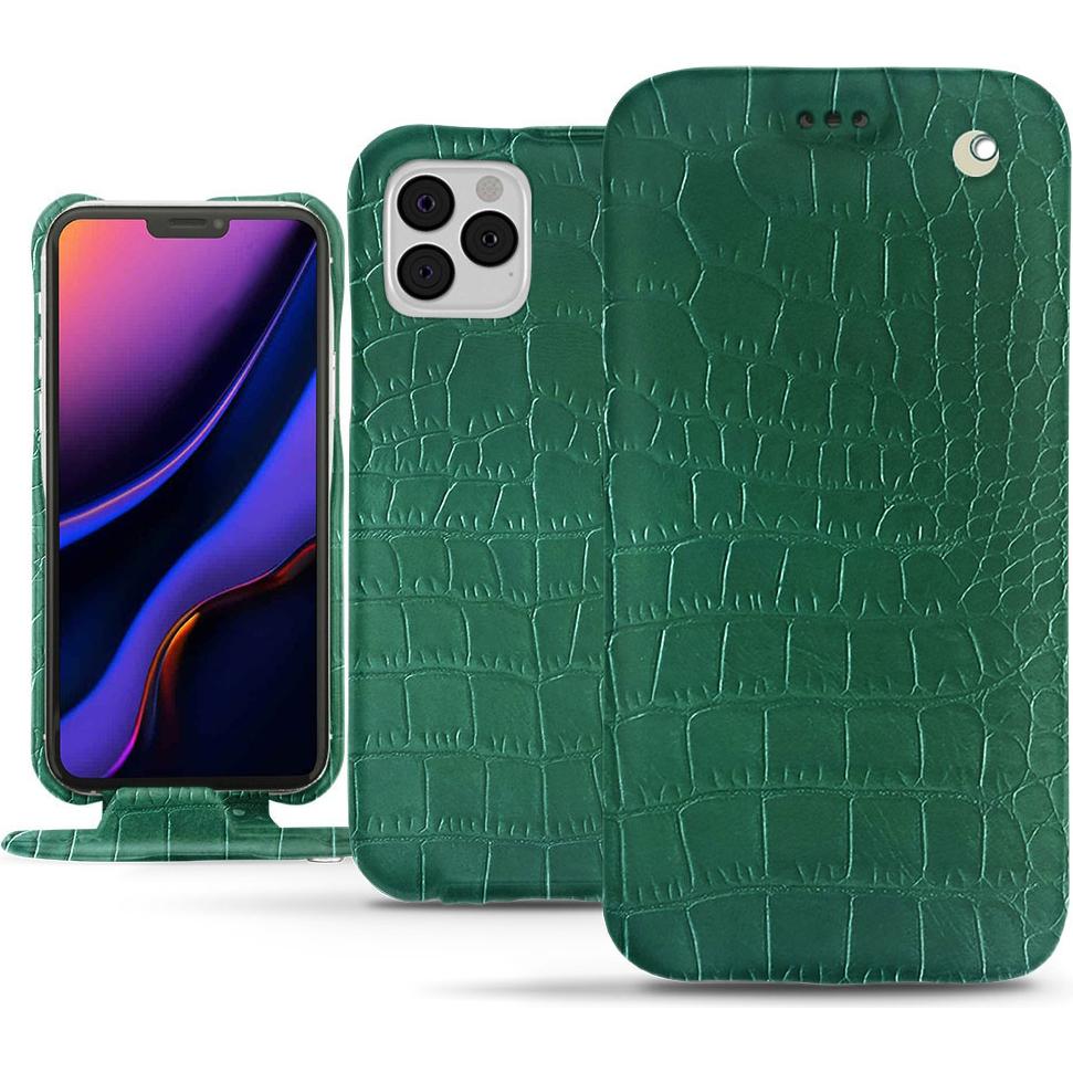 Noreve Lederschutzhülle vertikal (Apple iPhone 11 Pro), Smartphone Hülle, Grün