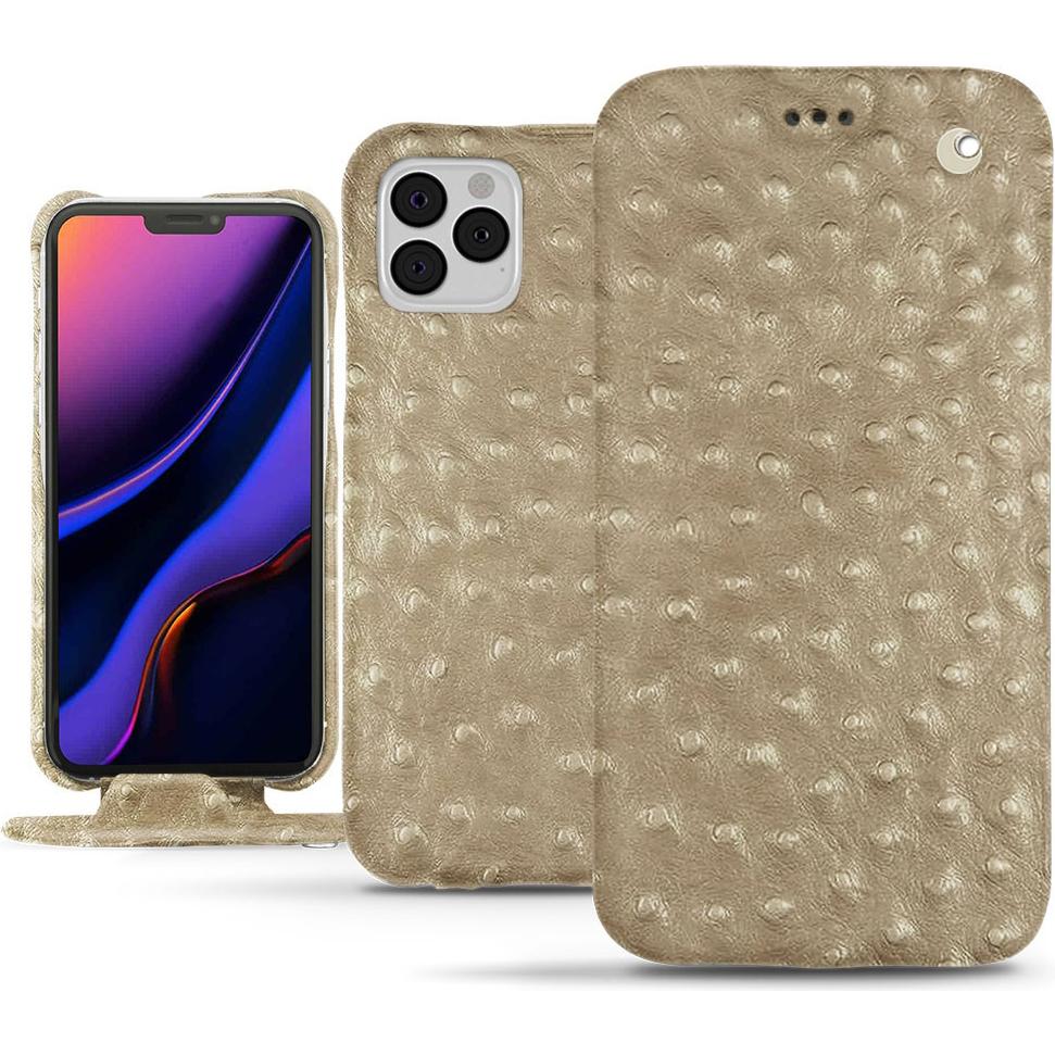 Noreve Lederschutzhülle vertikal (Apple iPhone 11 Pro), Smartphone Hülle, Beige