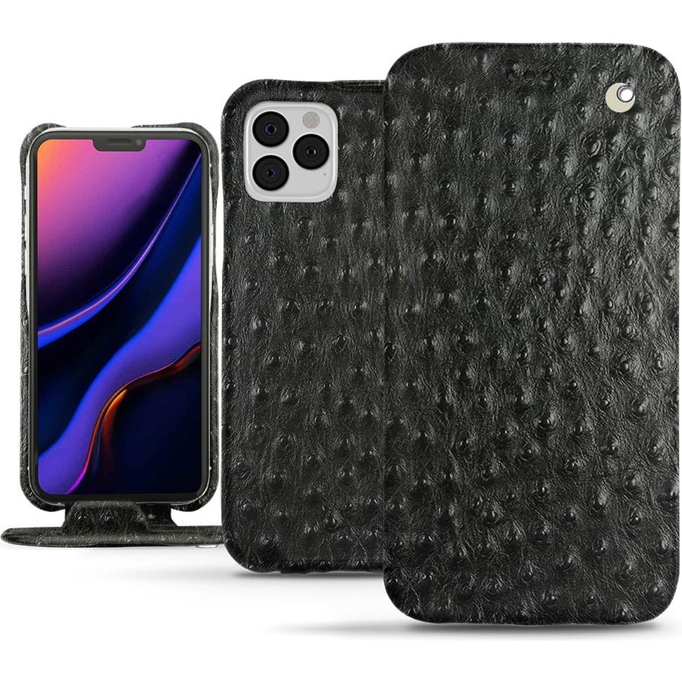Noreve Lederschutzhülle vertikal (Apple iPhone 11 Pro), Smartphone Hülle, Schwarz