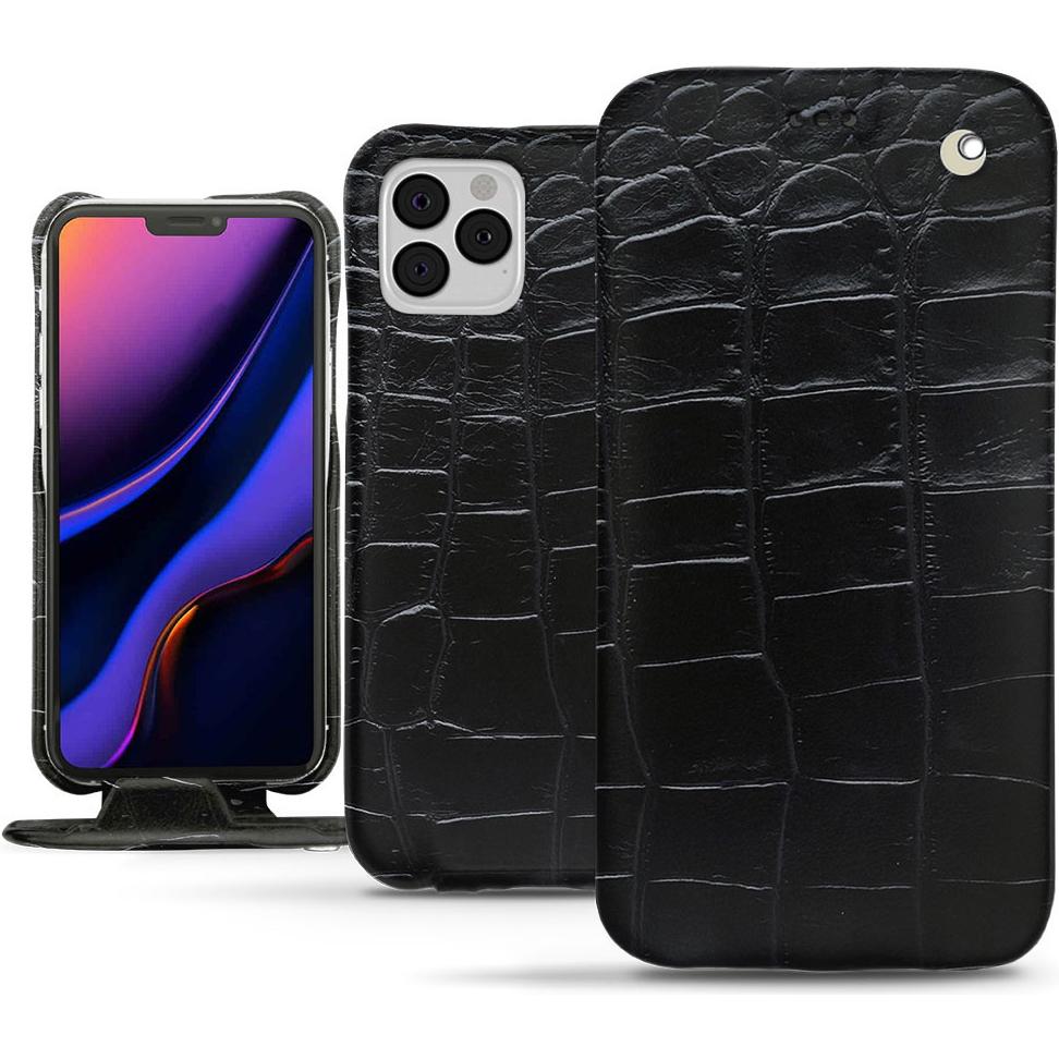 Noreve Lederschutzhülle vertikal (Apple iPhone 11 Pro), Smartphone Hülle, Schwarz