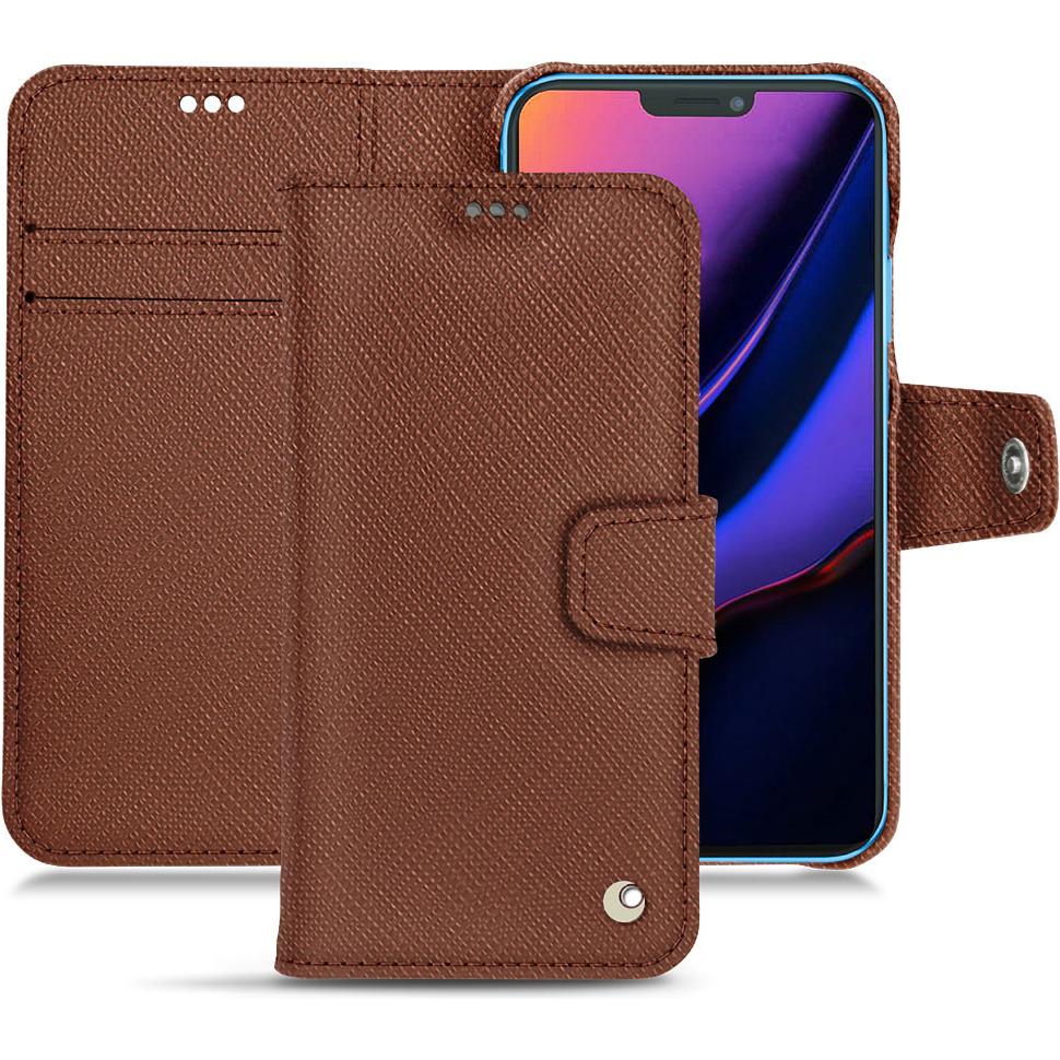Noreve Lederschutzhülle Wallet (Apple iPhone 11), Smartphone Hülle, Braun