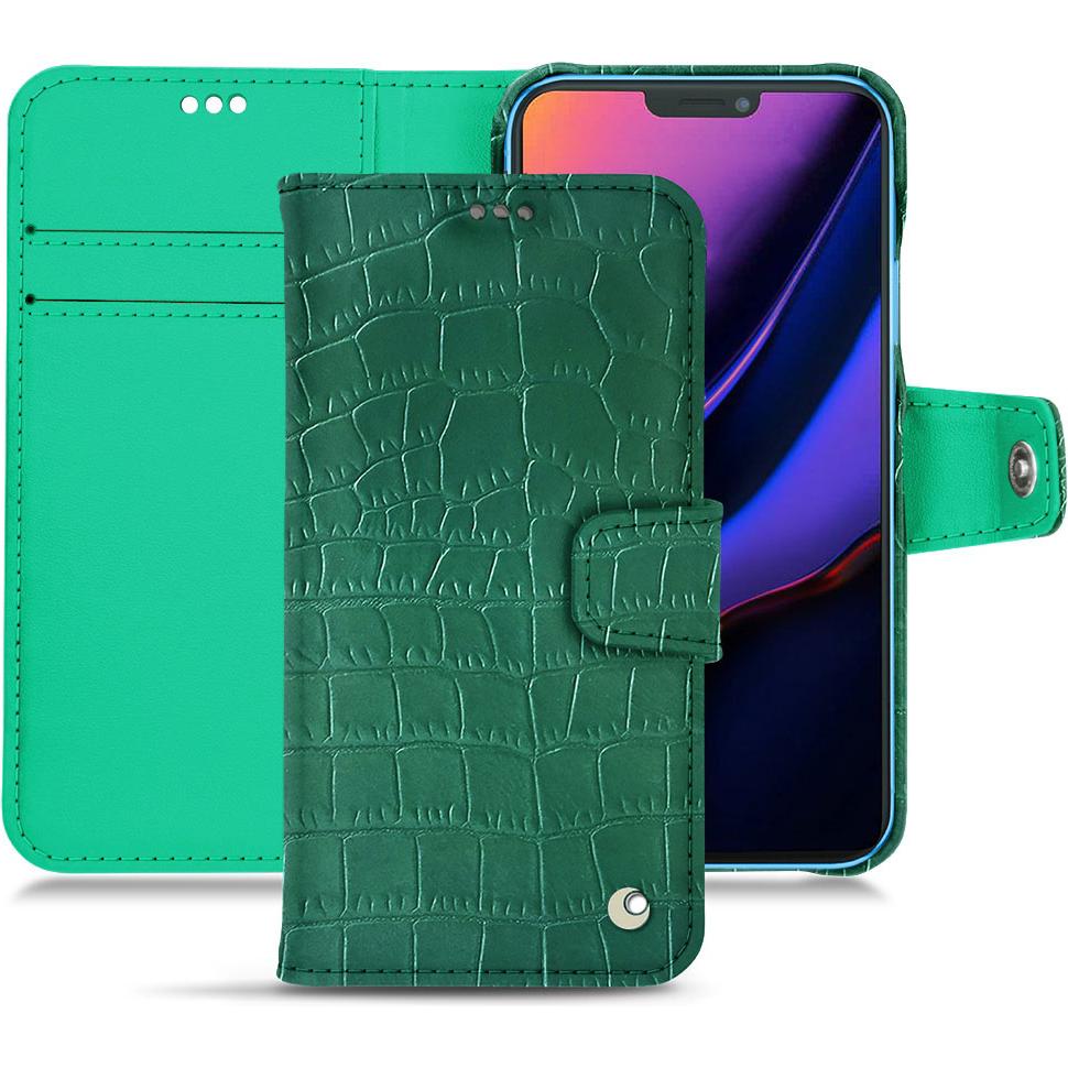 Noreve Lederschutzhülle Wallet (Apple iPhone 11), Smartphone Hülle, Grün