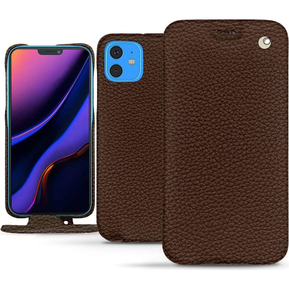 Noreve Lederschutzhülle vertikal (Apple iPhone 11), Smartphone Hülle, Braun