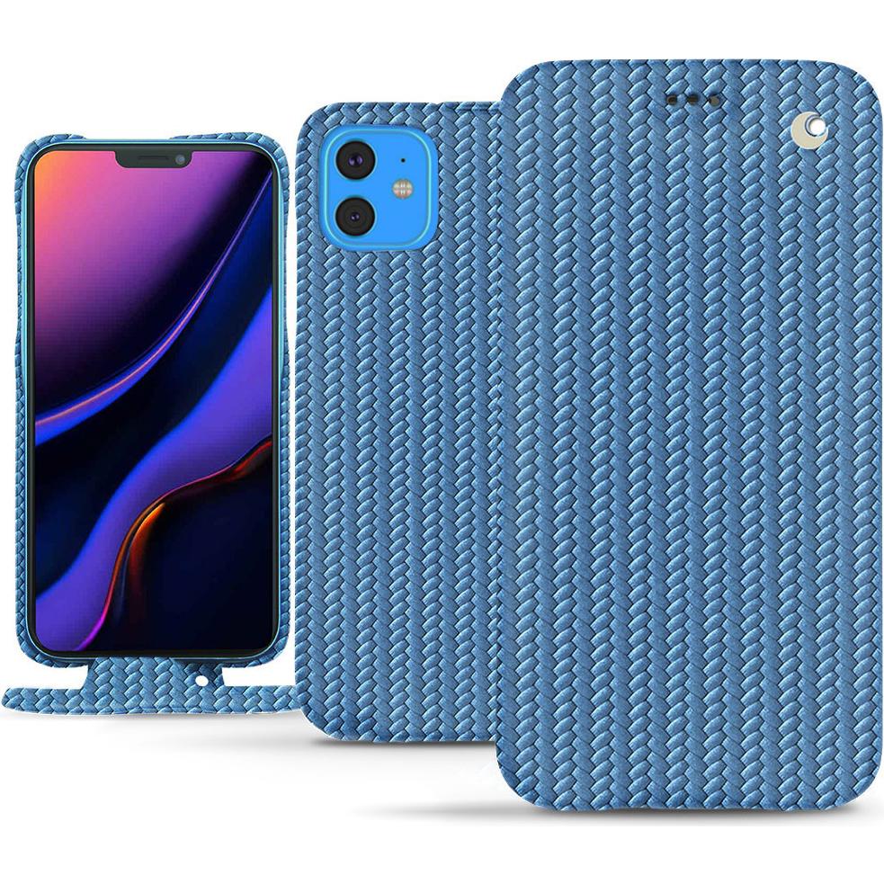Noreve Lederschutzhülle vertikal (Apple iPhone 11), Smartphone Hülle, Blau
