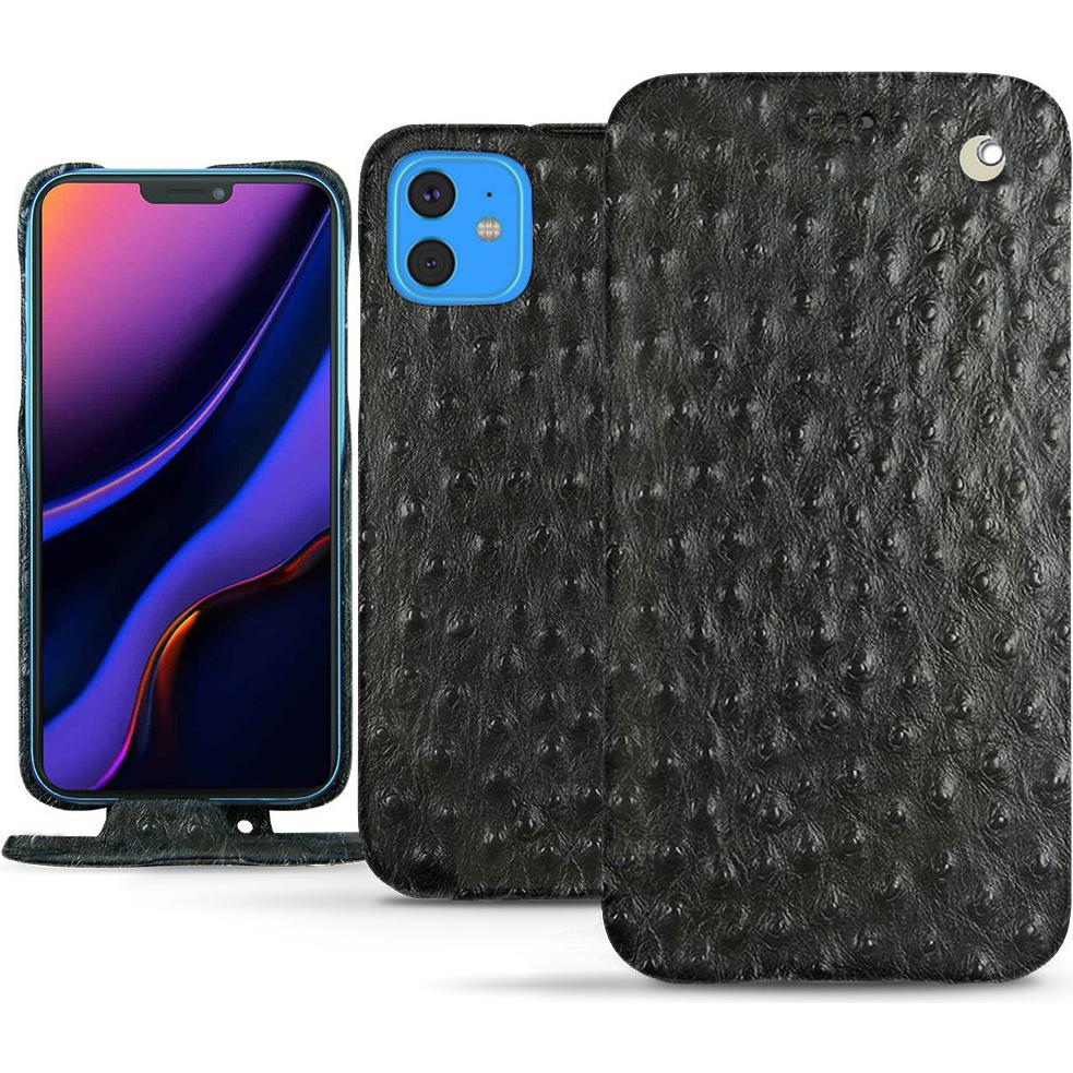 Noreve Lederschutzhülle vertikal (Apple iPhone 11), Smartphone Hülle, Schwarz