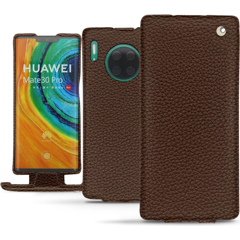 Noreve Lederschutzhülle vertikal (Huawei Mate 30 Pro), Smartphone Hülle, Braun