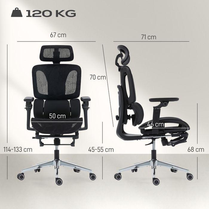 Image du produit Swisshandel24 Bürostuhl, ergonomisch, verstellbare Lenden- u. Kopfstütze, Schwarz (45 - 55 cm)