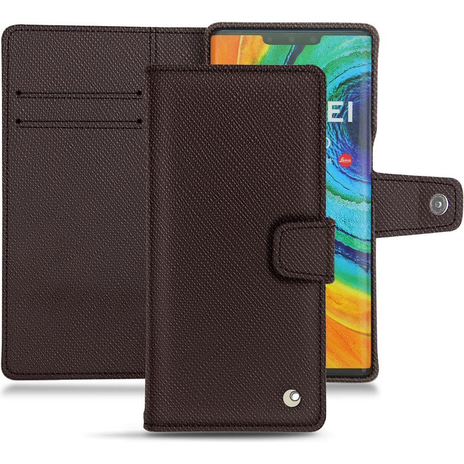 Noreve Lederschutzhülle Wallet (Huawei Mate 30 Pro), Smartphone Hülle, Braun