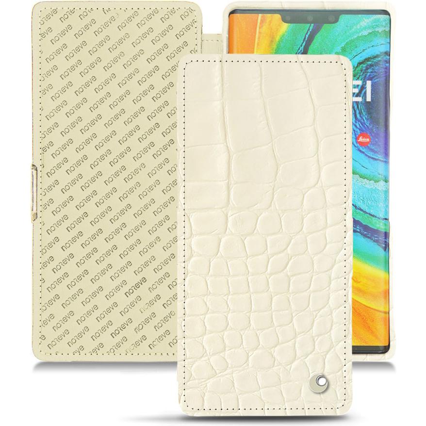 Noreve Lederschutzhülle horizontal (Huawei Mate 30 Pro), Smartphone Hülle, Weiss