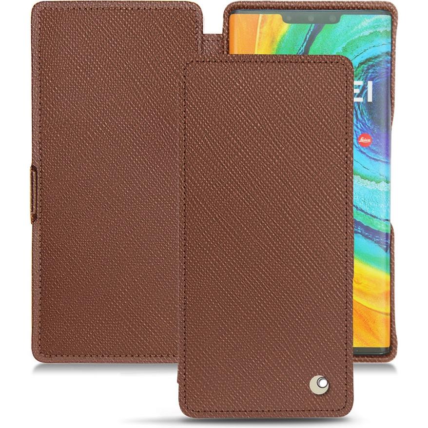 Noreve Lederschutzhülle horizontal (Huawei Mate 30 Pro), Smartphone Hülle, Braun
