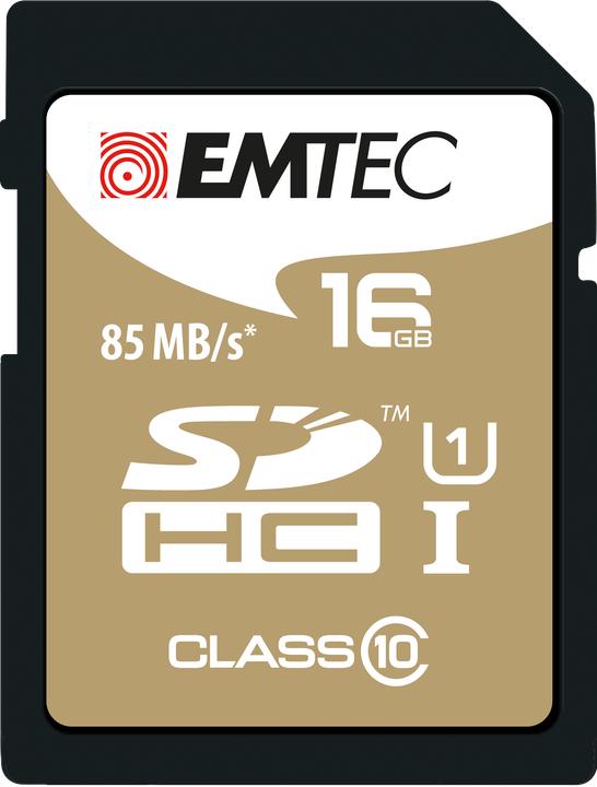 Image du produit Emtec Carte mémoire flash Gold+ (16 Go, SDHC, U1, UHS-I)