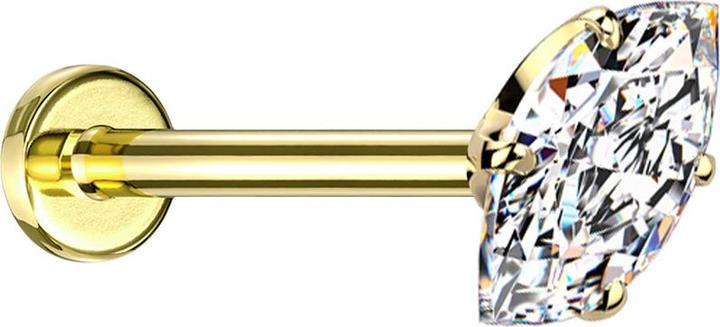 Image du produit Star Piercing Micro Threadless Labret vergoldet mit Oval Kristall silber gefasst (sans laiton, Titane)