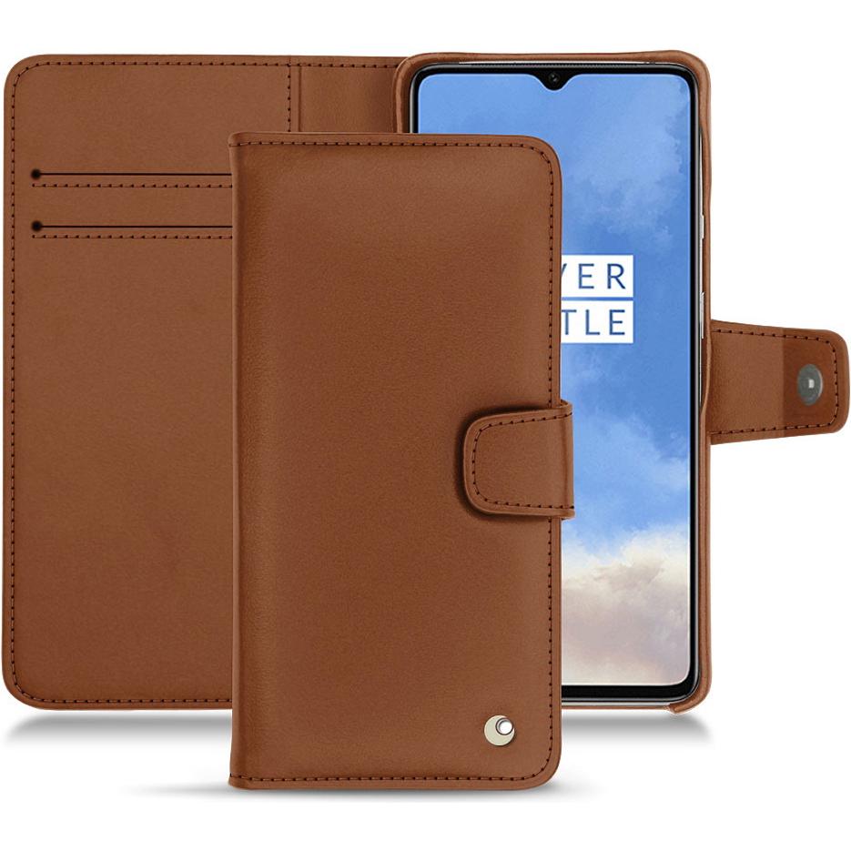 Noreve Lederschutzhülle Wallet (OnePlus 7T), Smartphone Hülle, Braun