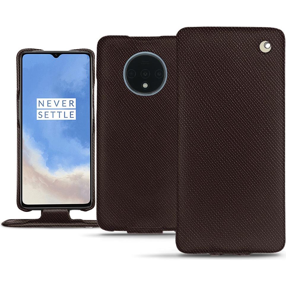 Noreve Lederschutzhülle vertikal (OnePlus 7T), Smartphone Hülle, Braun