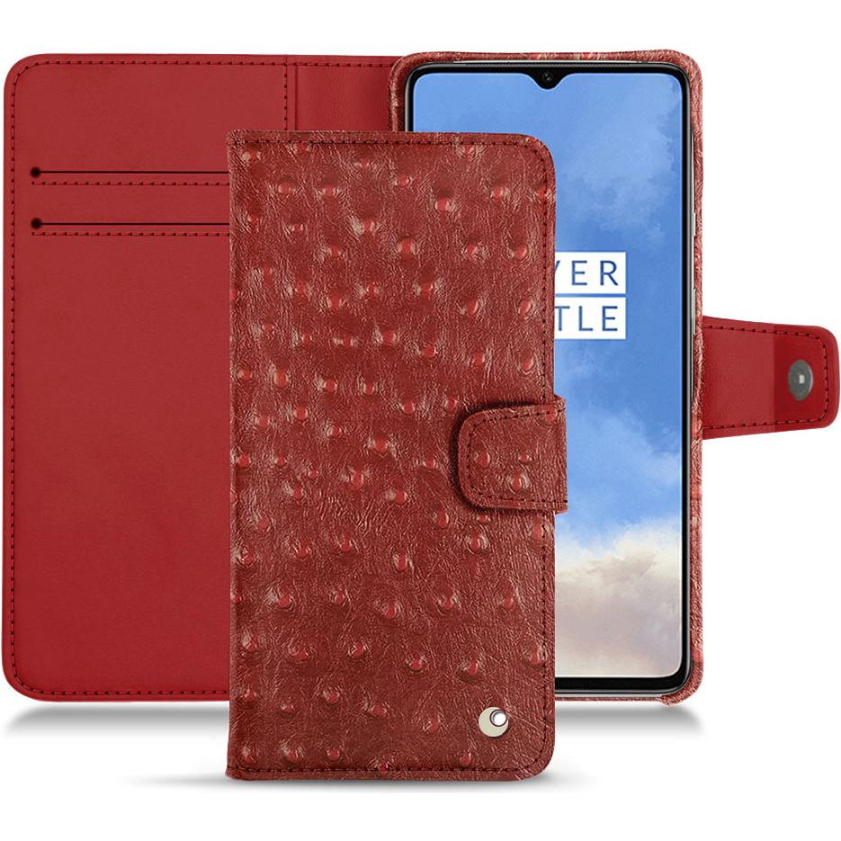 Noreve Lederschutzhülle Wallet (OnePlus 7T), Smartphone Hülle, Rot