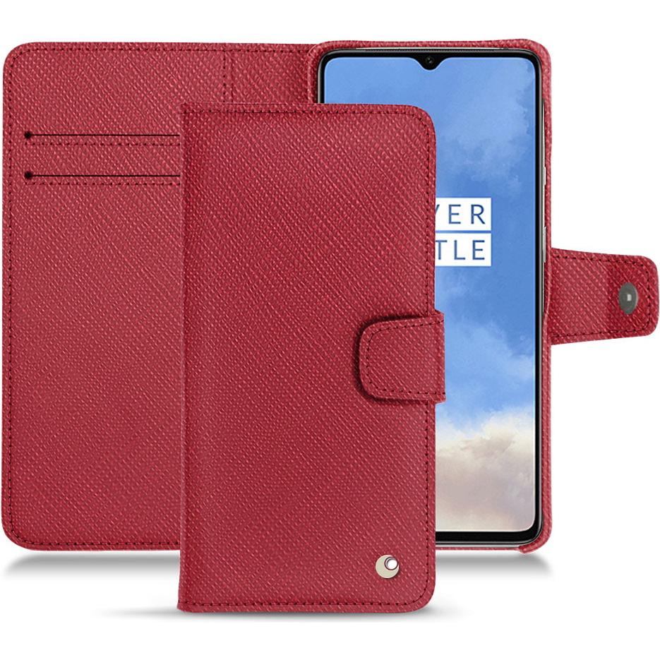 Noreve Lederschutzhülle Wallet (OnePlus 7T), Smartphone Hülle, Rot