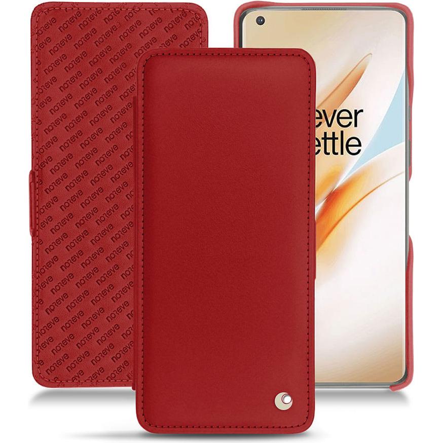 Noreve Lederschutzhülle horizontal (OnePlus 8 Pro), Smartphone Hülle, Rot