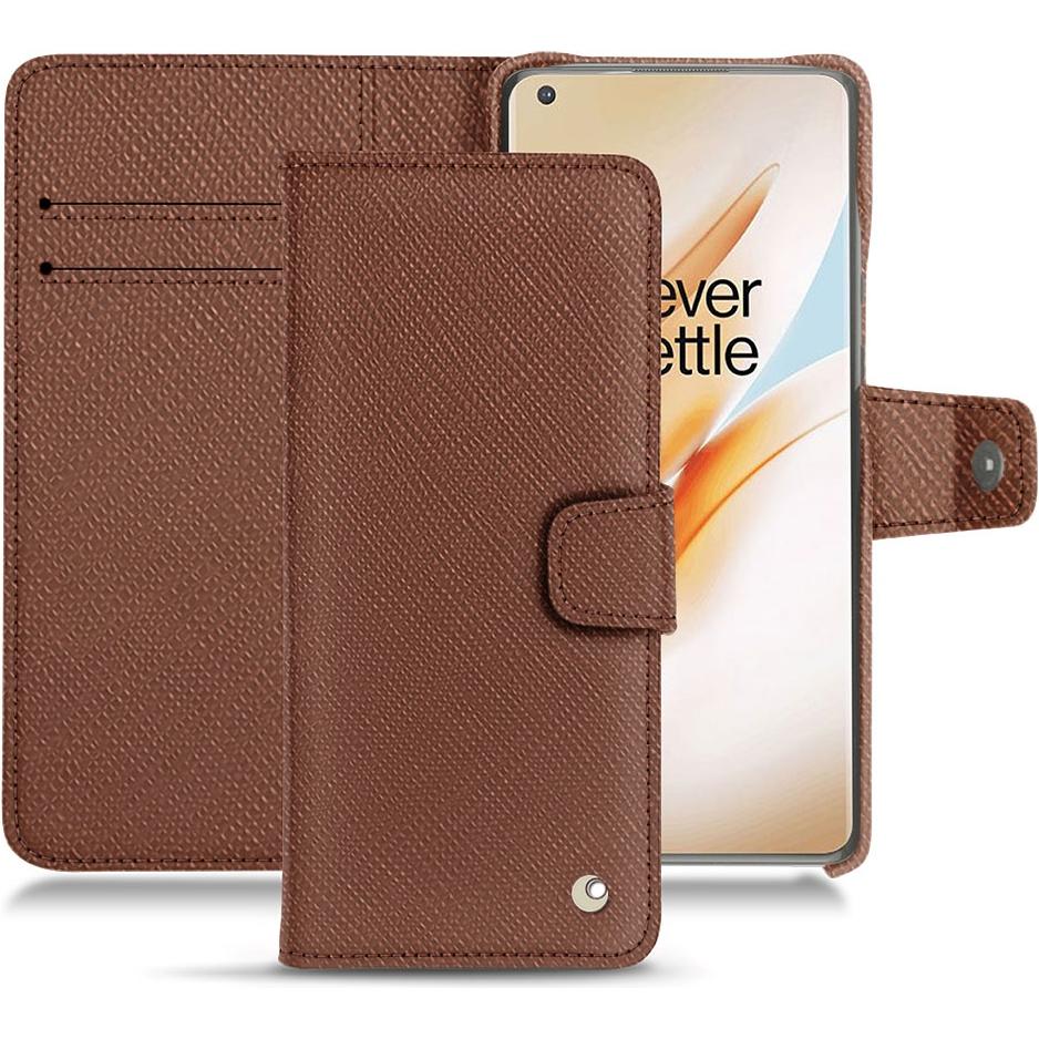 Noreve Lederschutzhülle Wallet (OnePlus 8 Pro), Smartphone Hülle, Braun