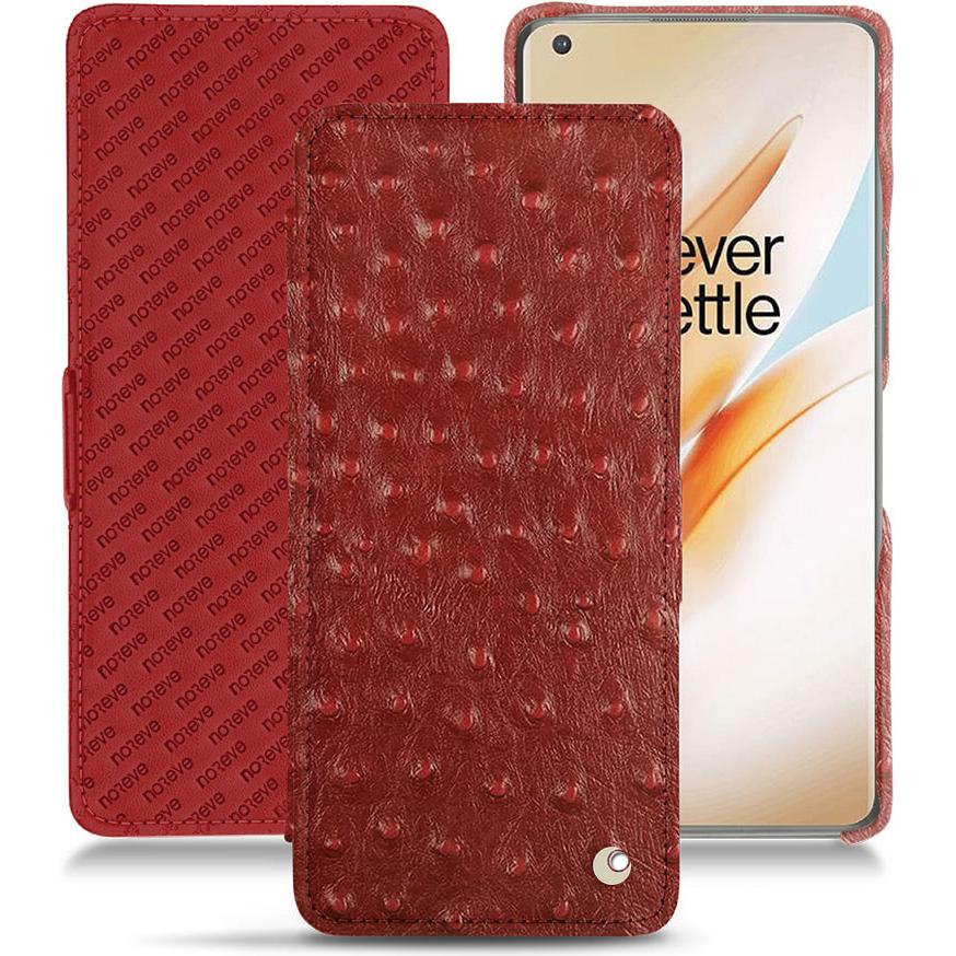 Noreve Lederschutzhülle horizontal (OnePlus 8 Pro), Smartphone Hülle, Rot