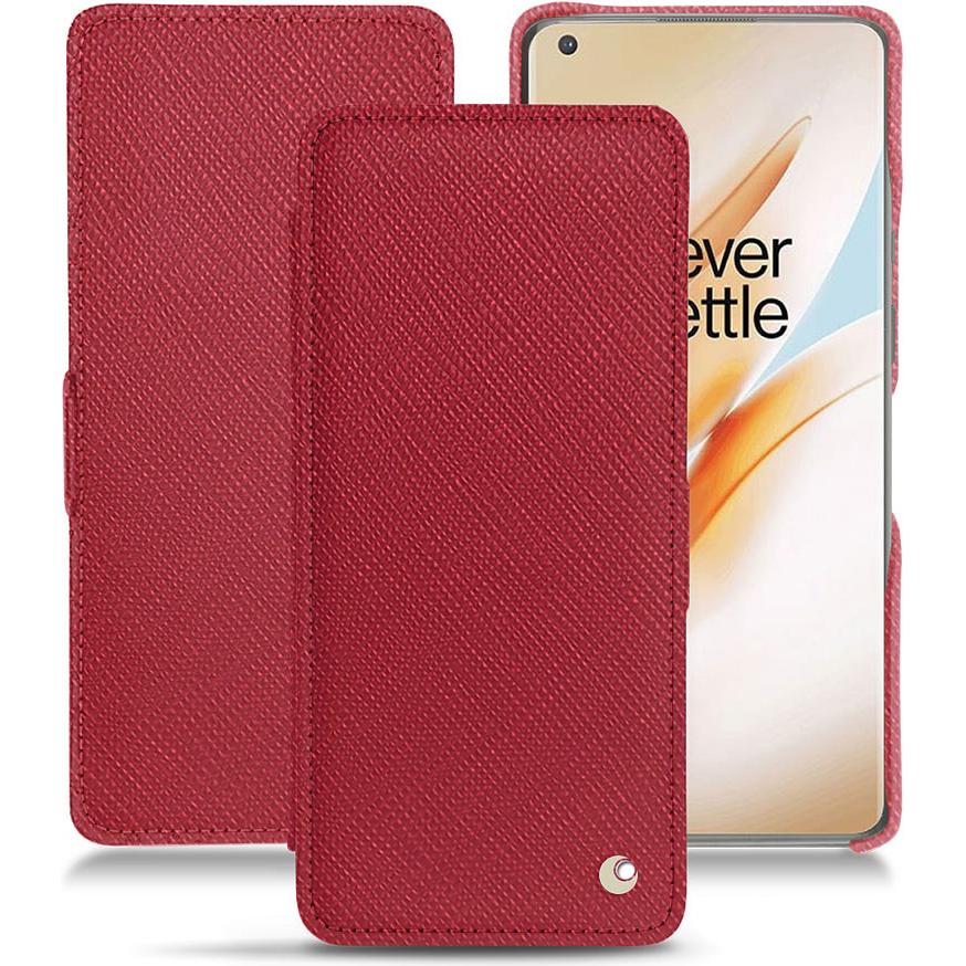 Noreve Lederschutzhülle horizontal (OnePlus 8 Pro), Smartphone Hülle, Rot