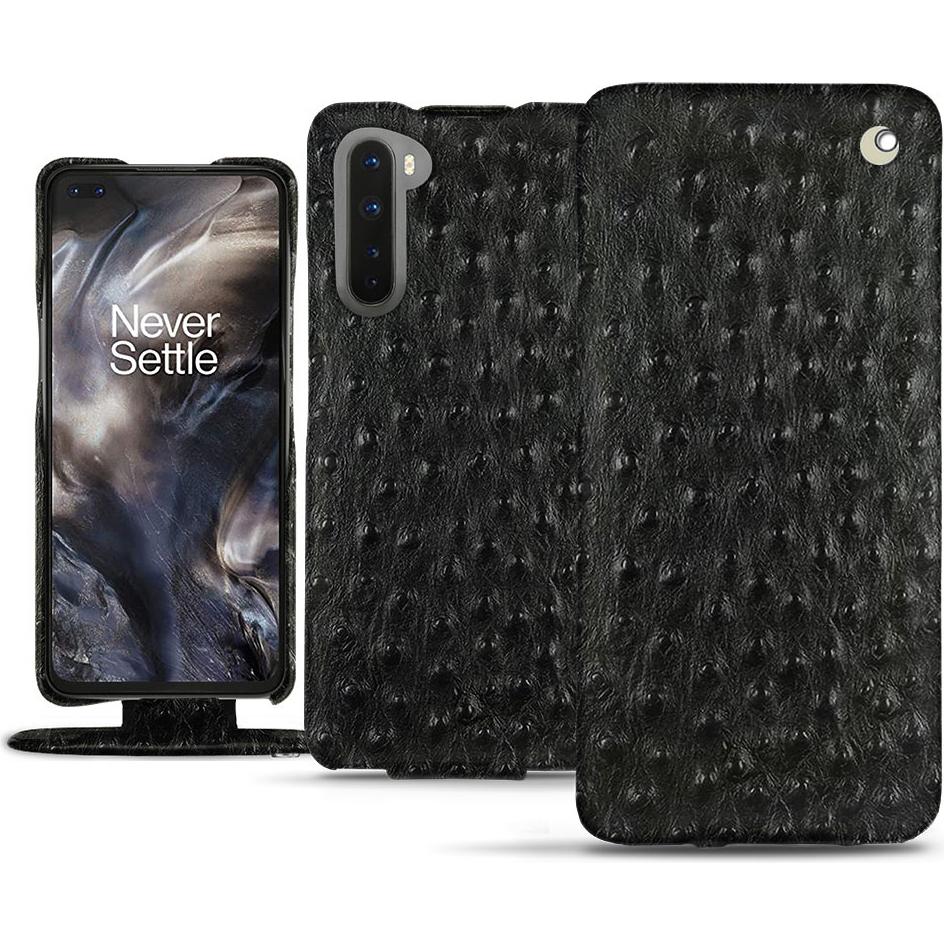 Noreve Lederschutzhülle vertikal (OnePlus Nord), Smartphone Hülle, Schwarz