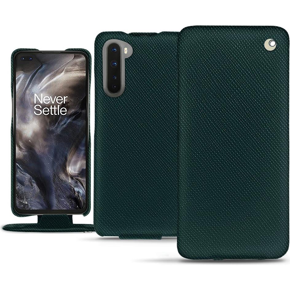 Noreve Lederschutzhülle vertikal (OnePlus Nord), Smartphone Hülle, Grün
