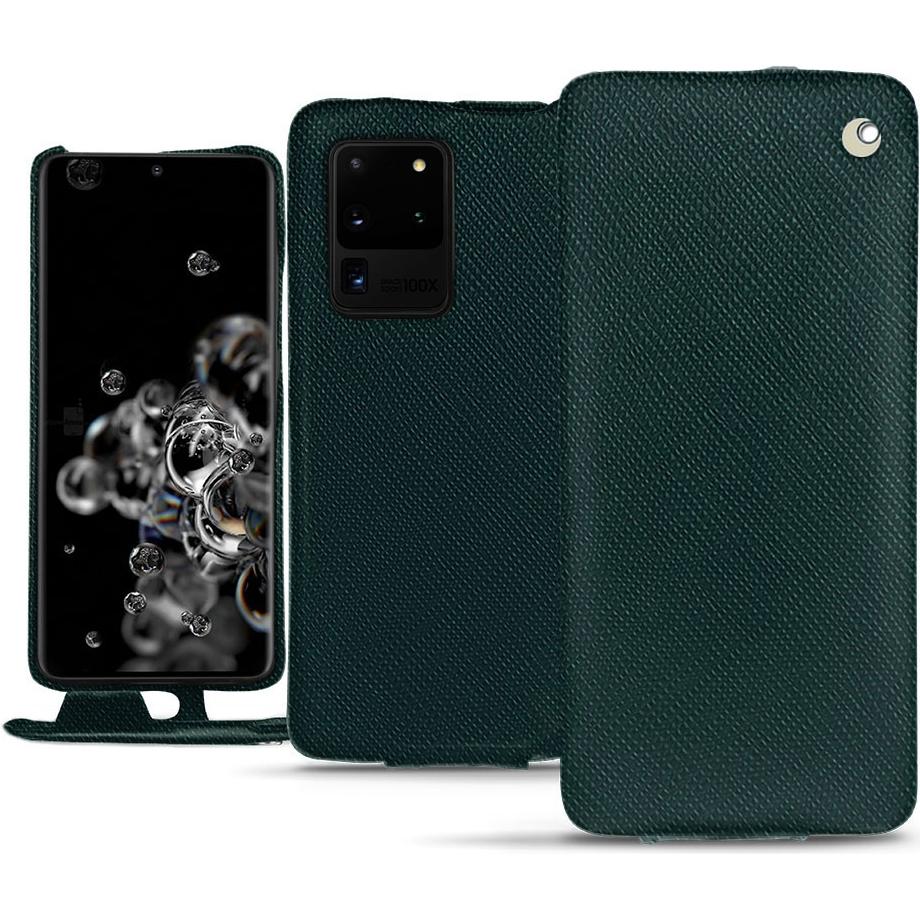 Noreve Lederschutzhülle vertikal (Samsung Galaxy S20 Ultra 5G), Smartphone Hülle, Grün
