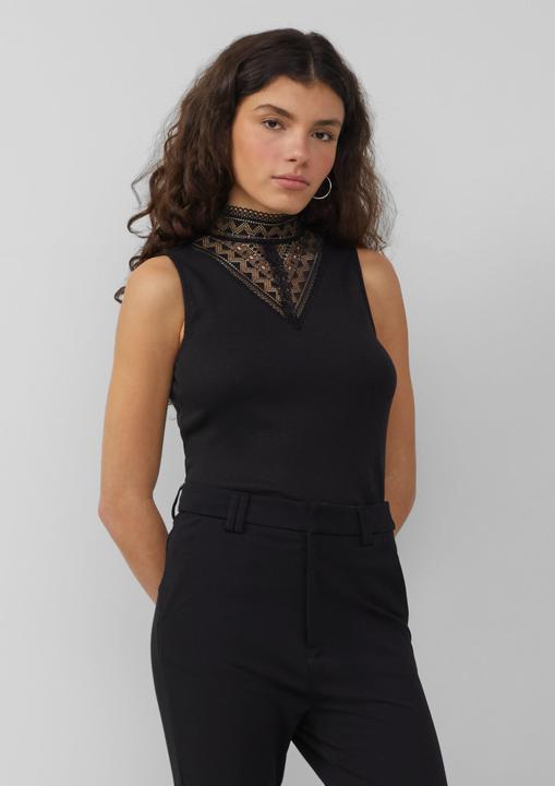 Produktbild S.Oliver T-Shirt Top mit Spitzeneinsatz (XS)