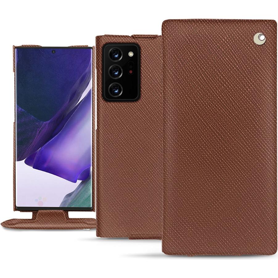 Noreve Lederschutzhülle vertikal (Samsung Galaxy Note 20 Ultra), Smartphone Hülle, Braun