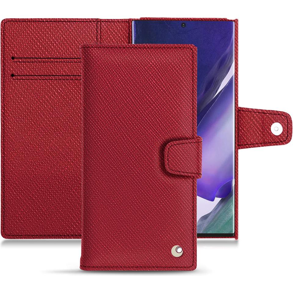 Noreve Lederschutzhülle Wallet (Samsung Galaxy Note 20 Ultra), Smartphone Hülle, Rot