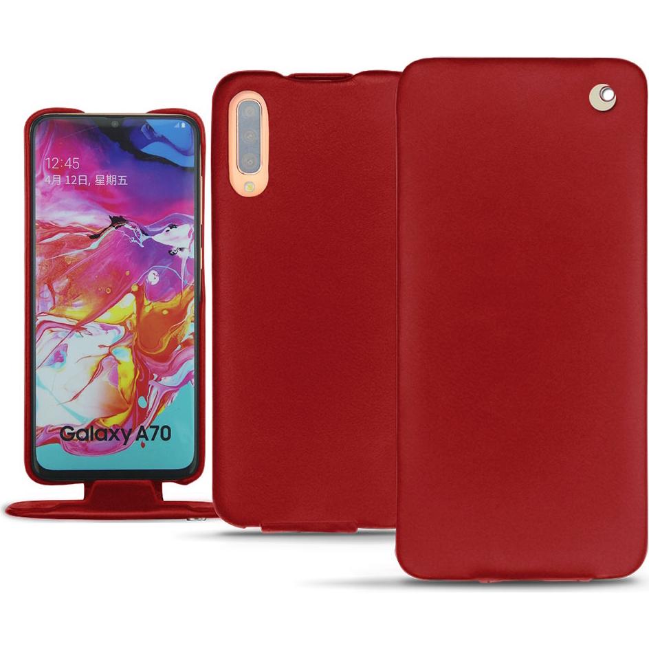 Noreve Lederschutzhülle vertikal (Samsung Galaxy A70), Smartphone Hülle, Rot