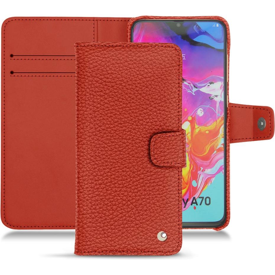 Noreve Lederschutzhülle Wallet (Samsung Galaxy A70), Smartphone Hülle, Orange