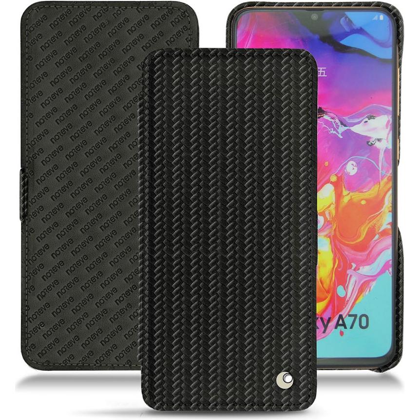 Noreve Lederschutzhülle horizontal (Samsung Galaxy A70), Smartphone Hülle, Schwarz