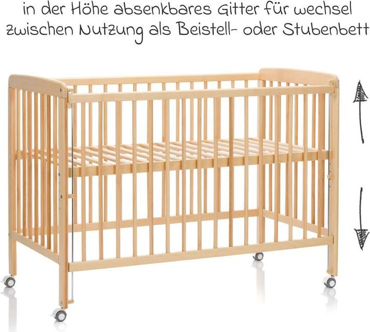 Produktbild Fillikid Beistellgitterbett Nena aus massivem Buchenholz (60 x 120 cm)