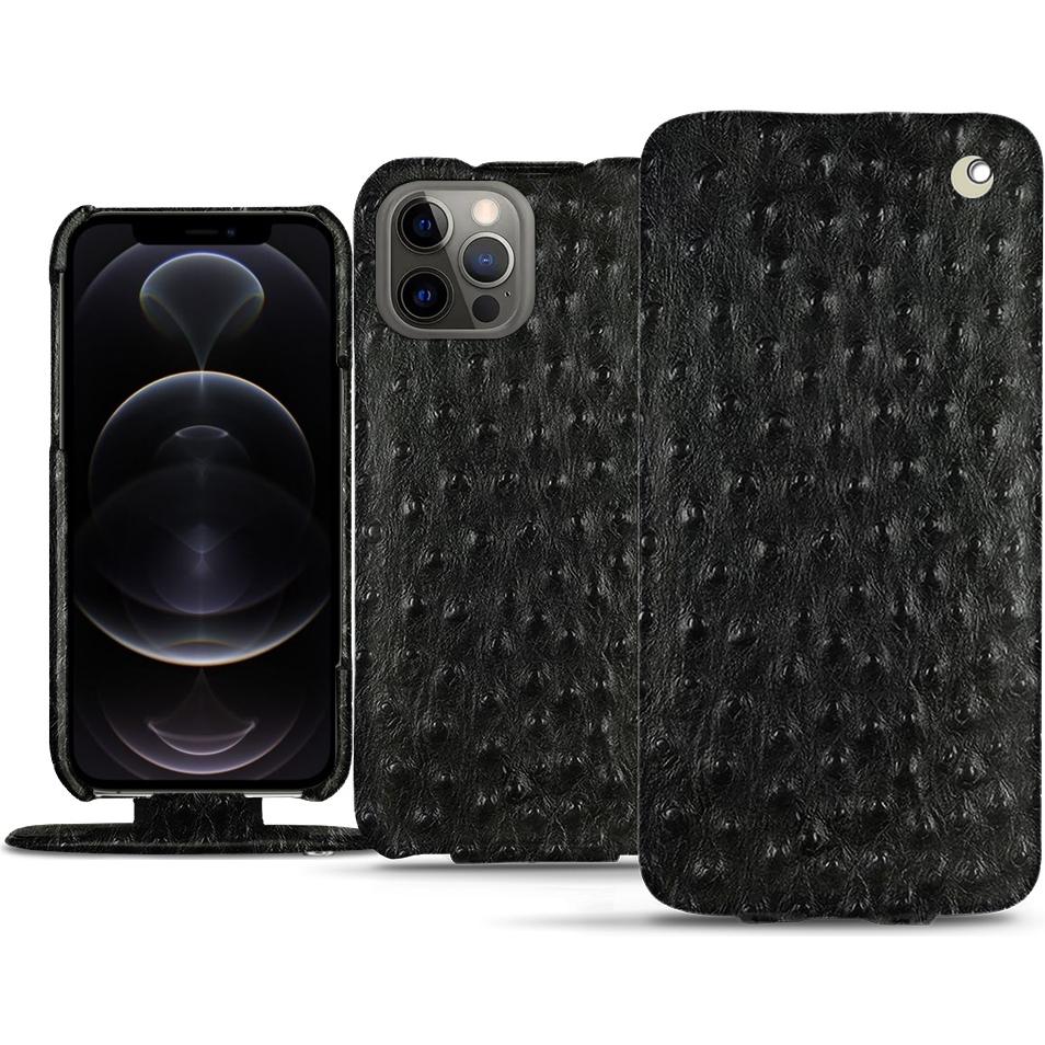 Noreve Lederschutzhülle vertikal (Apple iPhone 12 Pro Max), Smartphone Hülle, Schwarz