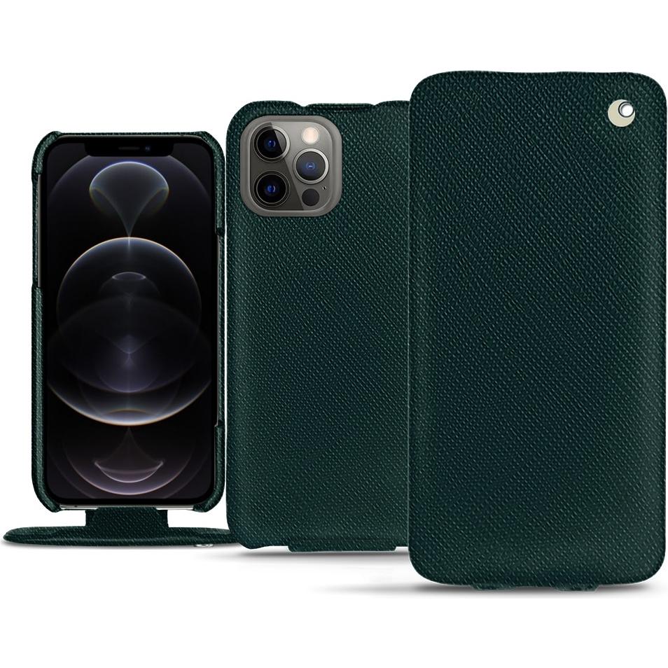 Noreve Lederschutzhülle vertikal (Apple iPhone 12 Pro Max), Smartphone Hülle, Grün