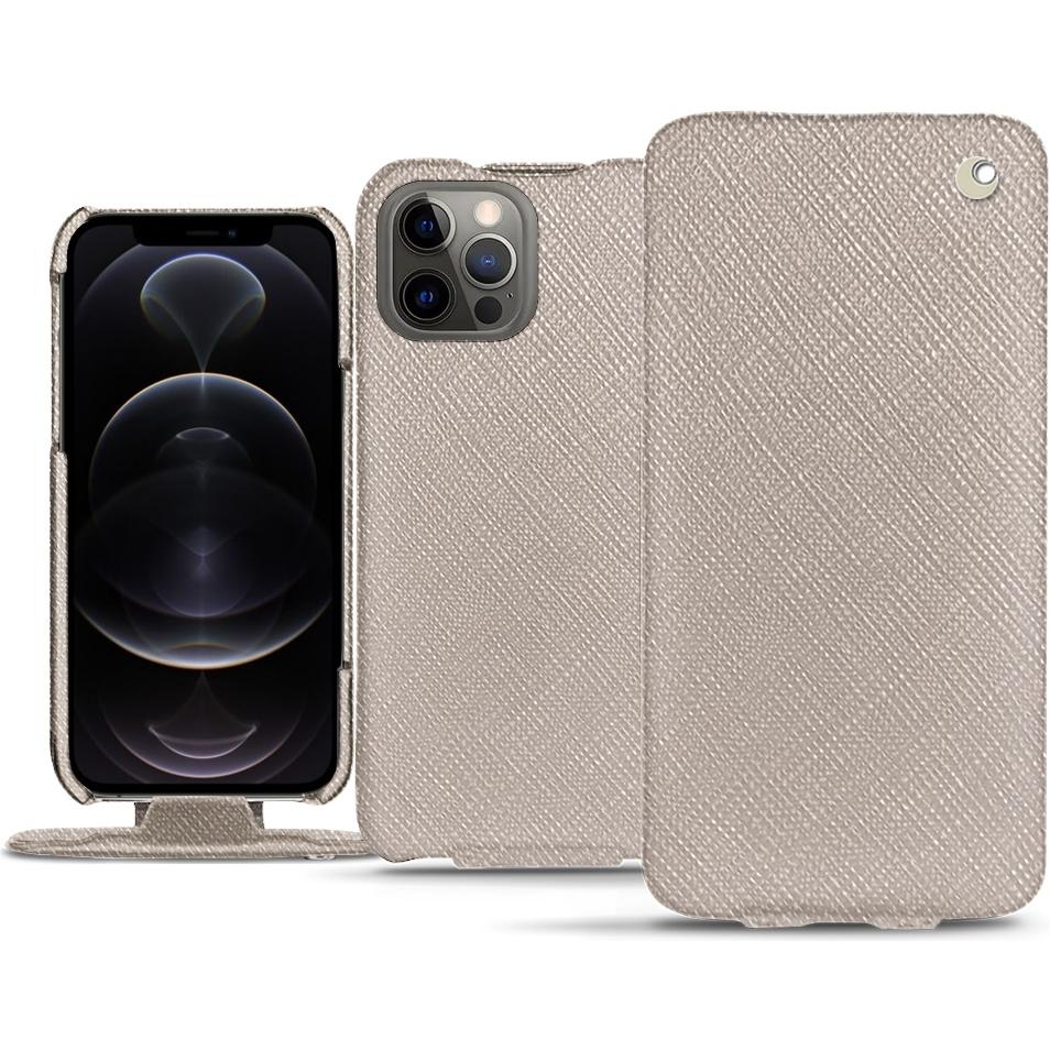 Noreve Lederschutzhülle vertikal (Apple iPhone 12 Pro Max), Smartphone Hülle, Beige