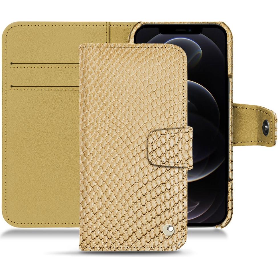 Noreve Lederschutzhülle Wallet (Apple iPhone 12 Pro Max), Smartphone Hülle, Beige