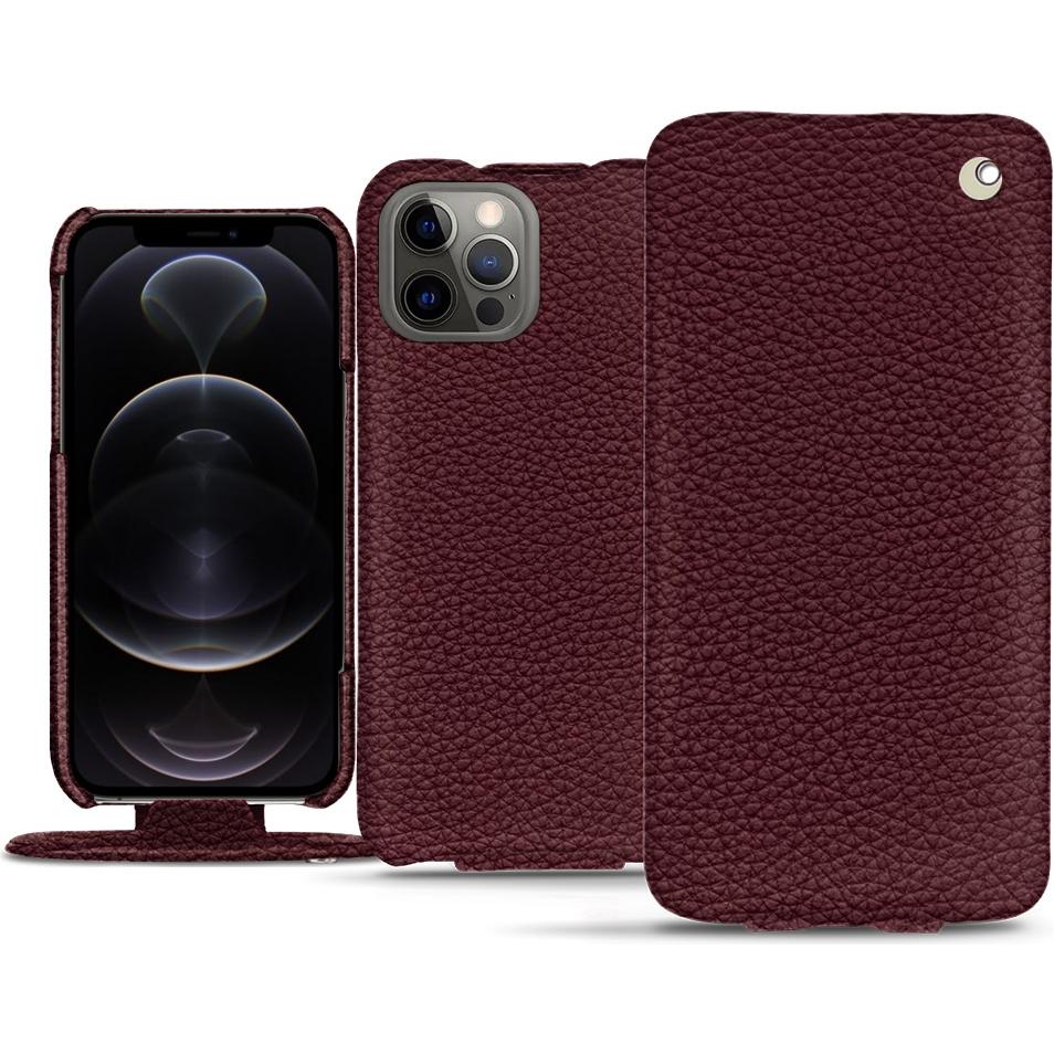 Noreve Lederschutzhülle vertikal (Apple iPhone 12 Pro), Smartphone Hülle, Violett