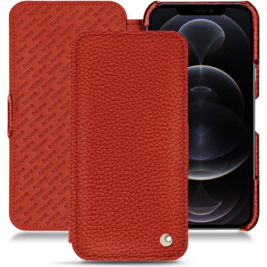 Noreve Lederschutzhülle horizontal (Apple iPhone 12 Pro), Smartphone Hülle, Orange