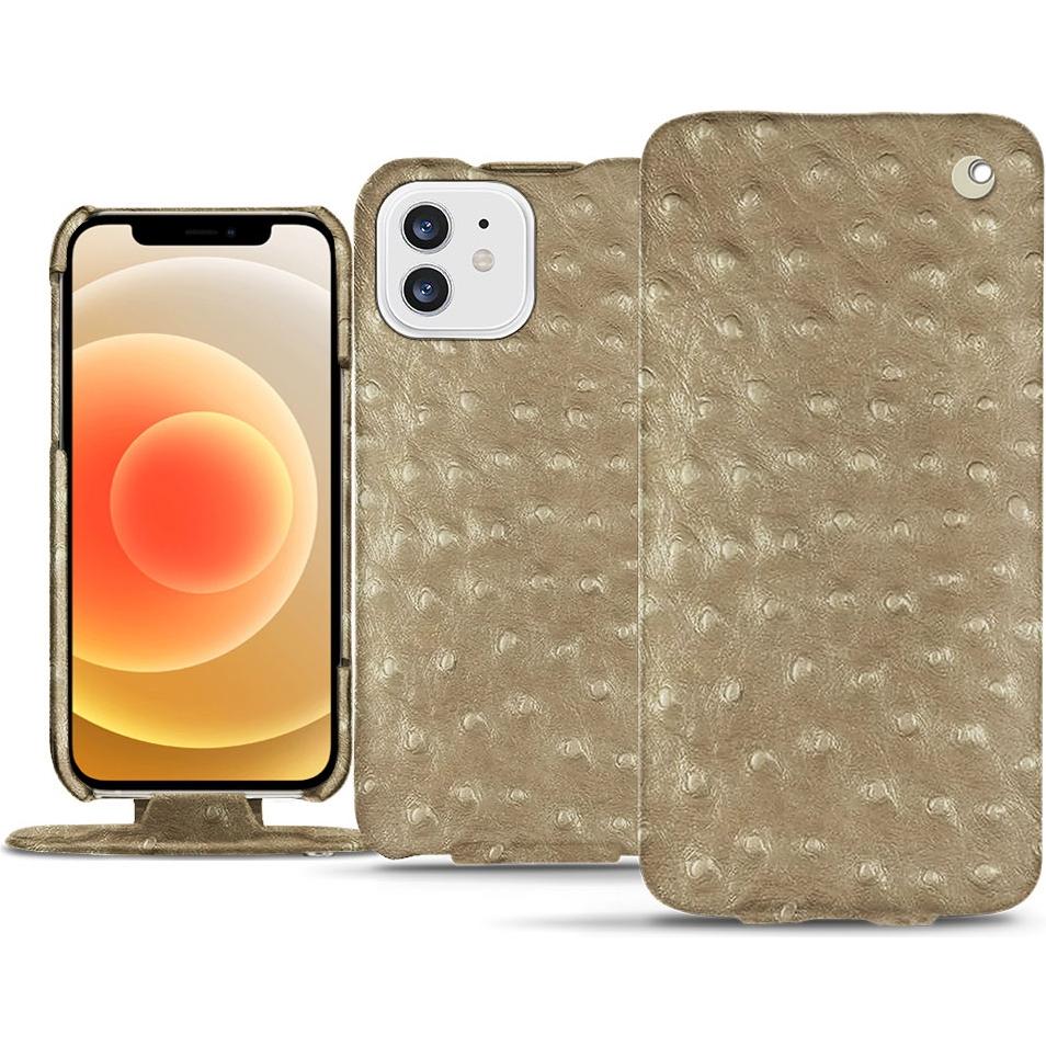 Noreve Lederschutzhülle vertikal (Apple iPhone 12), Smartphone Hülle, Beige