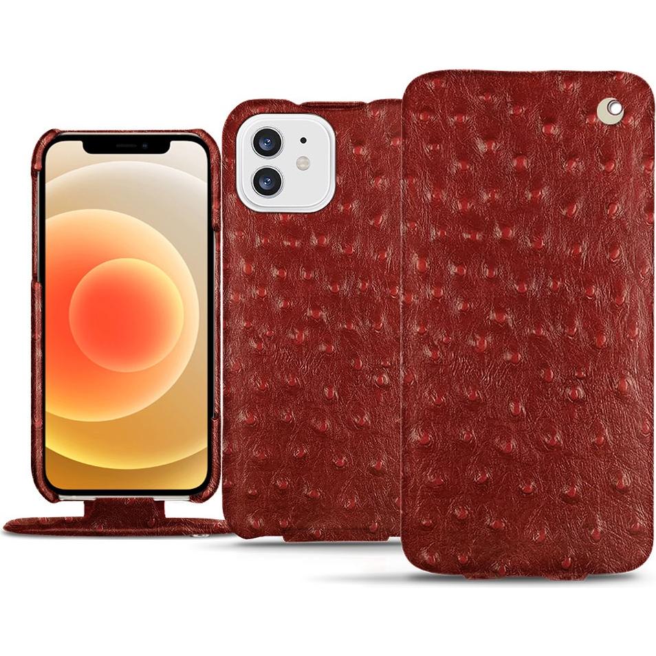 Noreve Lederschutzhülle vertikal (Apple iPhone 12), Smartphone Hülle, Rot